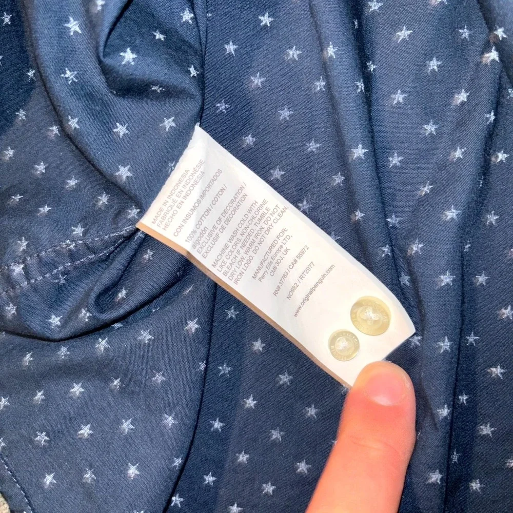 Lot of 2 Penguin Munsingwear Shirt Mens L Navy Blue Stars & Palm Print Button Up - Picture 6 of 15